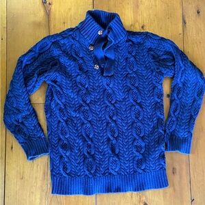 Hope & Henry Navy Cable Knit Sweater